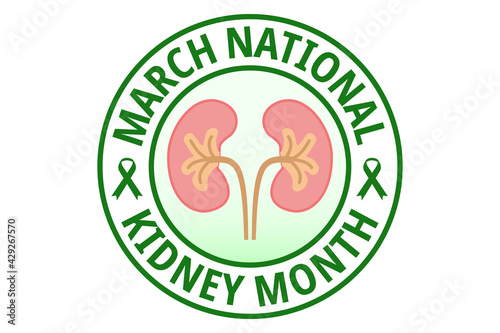 March national kidney month awareness month vector illustration isolated on white background. Diagnosis, prevent, protection concept.