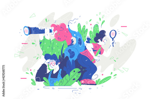 Group of people looking for something
