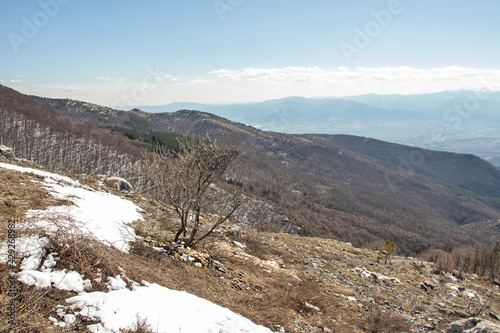 Aerial winter view of Konyavska mountain, Bulgaria photo