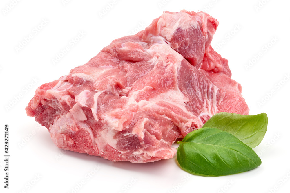 Raw pork with bones, isolated on white background. High resolution image Raw pork with bones, isolated on white background. High resolution image
