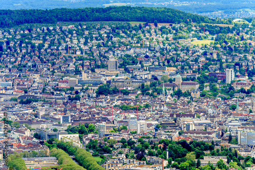 Zurich suburbs overlook from Uetliberg