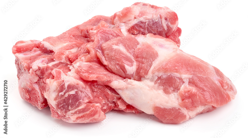 Raw pork with bones, isolated on white background. High resolution image
