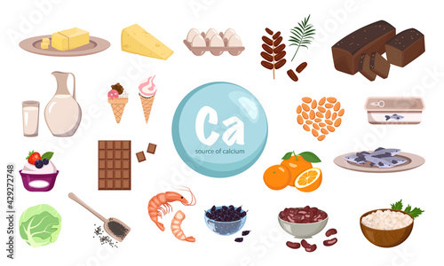 Source of calcium. A set of dairy products, nuts and dried fruits. Natural organic food high in minerals. Time for health and care