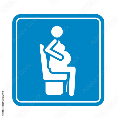 Sitting pregnant woman detailed blue icon for public transport isolated on the white