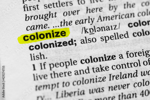 Highlighted word colonize concept and meaning.