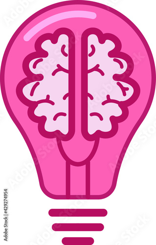 Creative idea in line icon, Creative brain light bulb logo vector illustration, Symbol of innovation, idea, mind, thinking, solution, education 