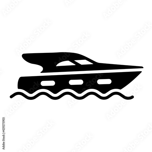 Cruising motor yacht flat vector glyph icon © nasik