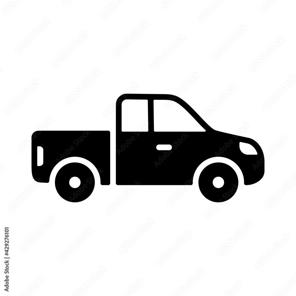 Pickup car flat vector glyph icon isolated