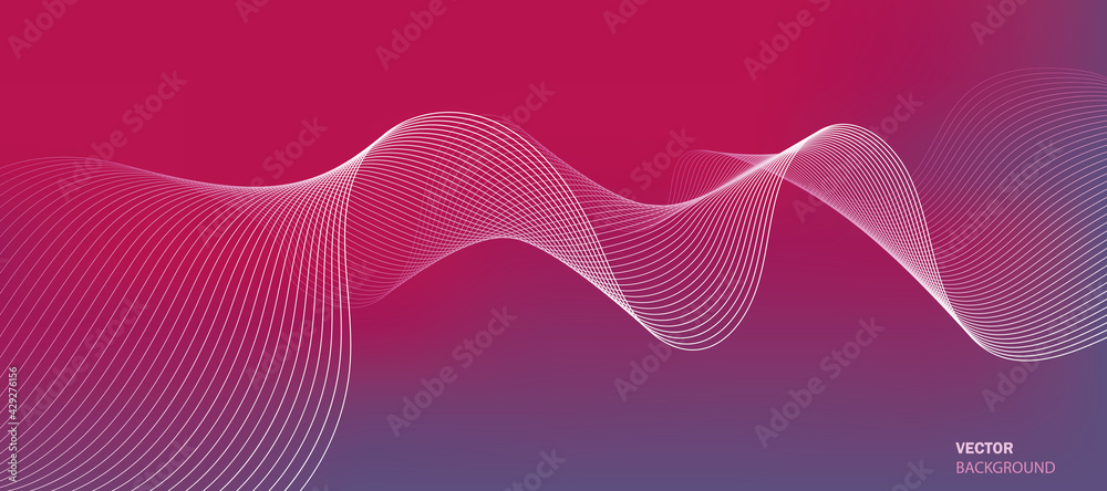 Business background lines wave abstract stripe design. Gradient background, purple mesh abstract purple pink red and red, vector blurred soft blend color gradation.