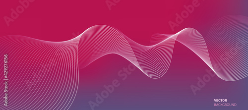 Business background lines wave abstract stripe design. Gradient background, purple mesh abstract purple pink red and red, vector blurred soft blend color gradation.