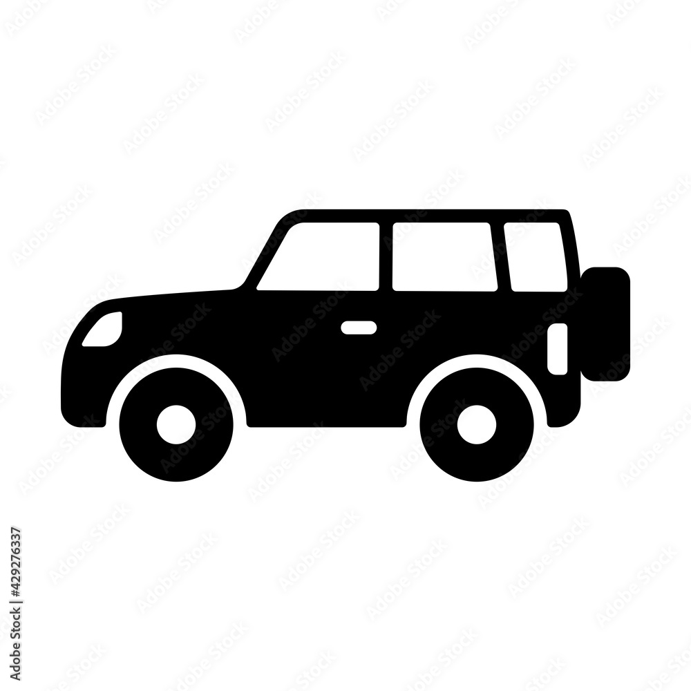 SUV car flat vector glyph icon isolated