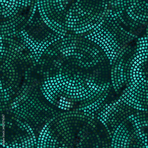 Abstract seamless pattern with circles of mosaic.