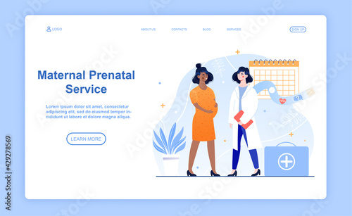 Female character is having maternal prenatal service in hospital