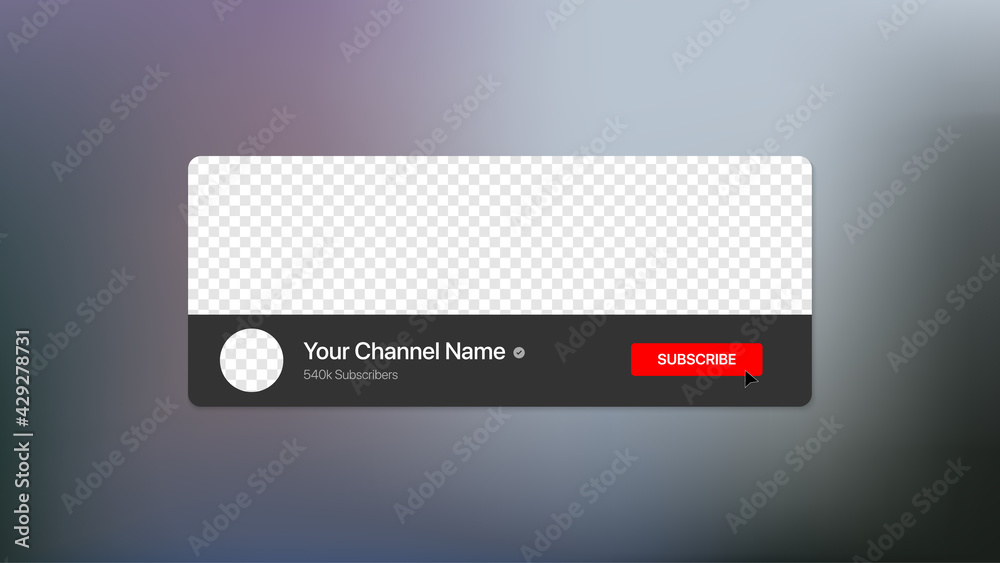 Youtube Channel Name Lower Third with Content Placeholder. Broadcast Banner for Video On Blurry Background. Placeholder for channel logo. Vector illustration Youtube Channel Name Lower Third with Content Placeholder. Broadcast Banner for Video On Blurry Background. Placeholder for channel logo. Vector illustration