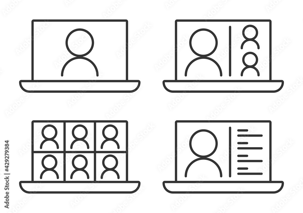 Online meeting icon set, vector icons. Online meeting icon set, vector icons.