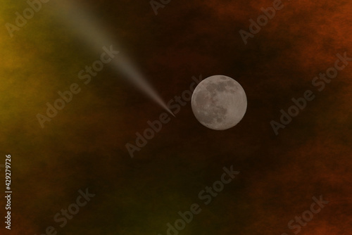 fullmoon in front of an orange background