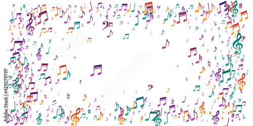 Music notes flying vector pattern. Audio