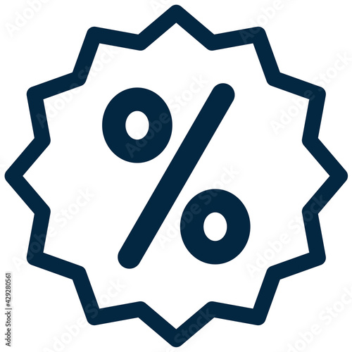 Discounts and Special Offers simple line icon with percent symbol isolated on white background. Promotions and discounts symbol.