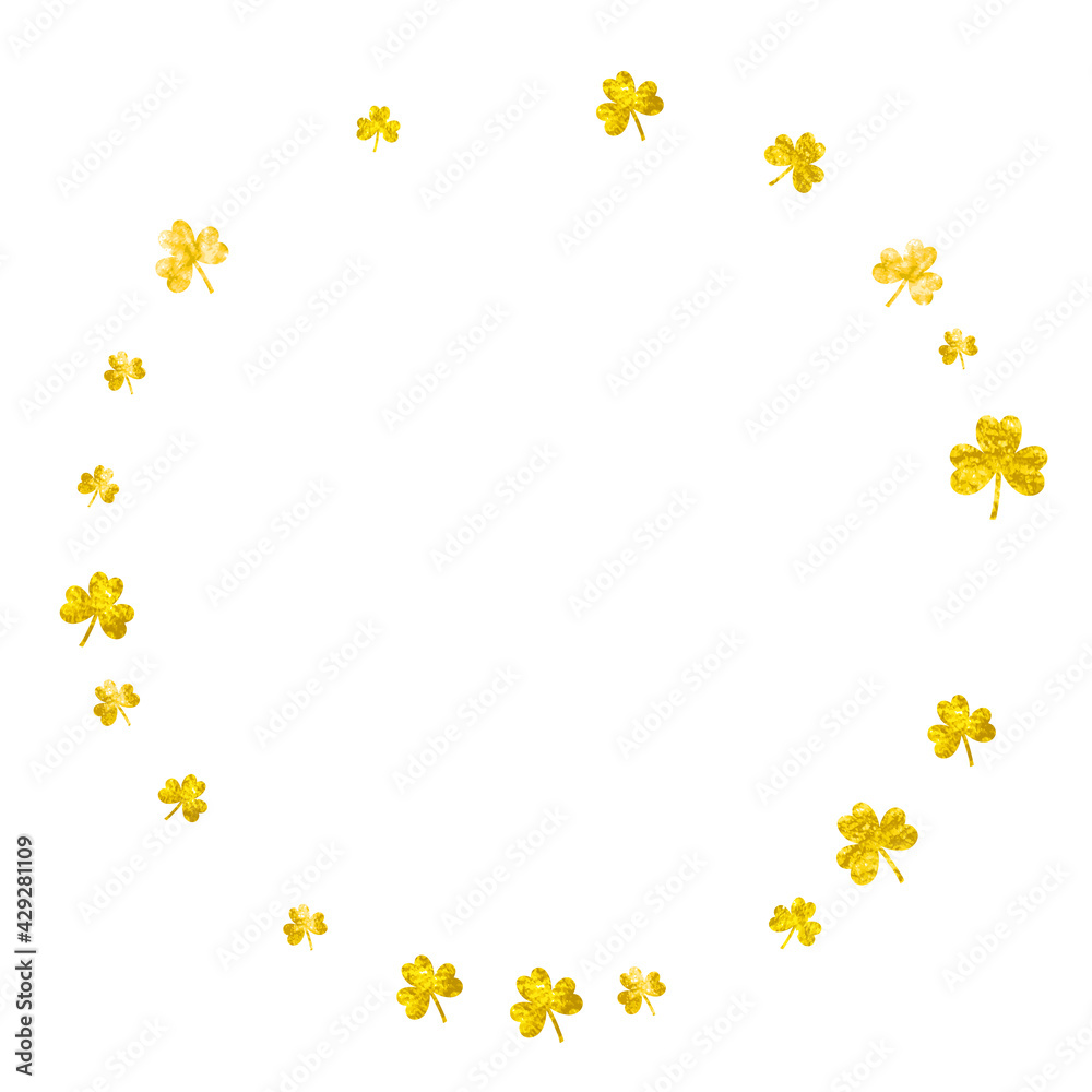 Shamrock background for Saint Patricks Day. Lucky trefoil confetti. Glitter frame of clover leaves.. Template for party invite, retail offer and ad. Happy shamrock background. Shamrock background for Saint Patricks Day. Lucky trefoil confetti. Glitter frame of clover leaves.. Template for party invite, retail offer and ad. Happy shamrock background.