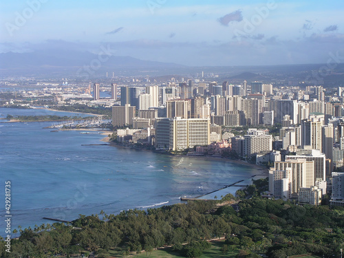 View of Honolulu from on top of Diamond Head Oahu