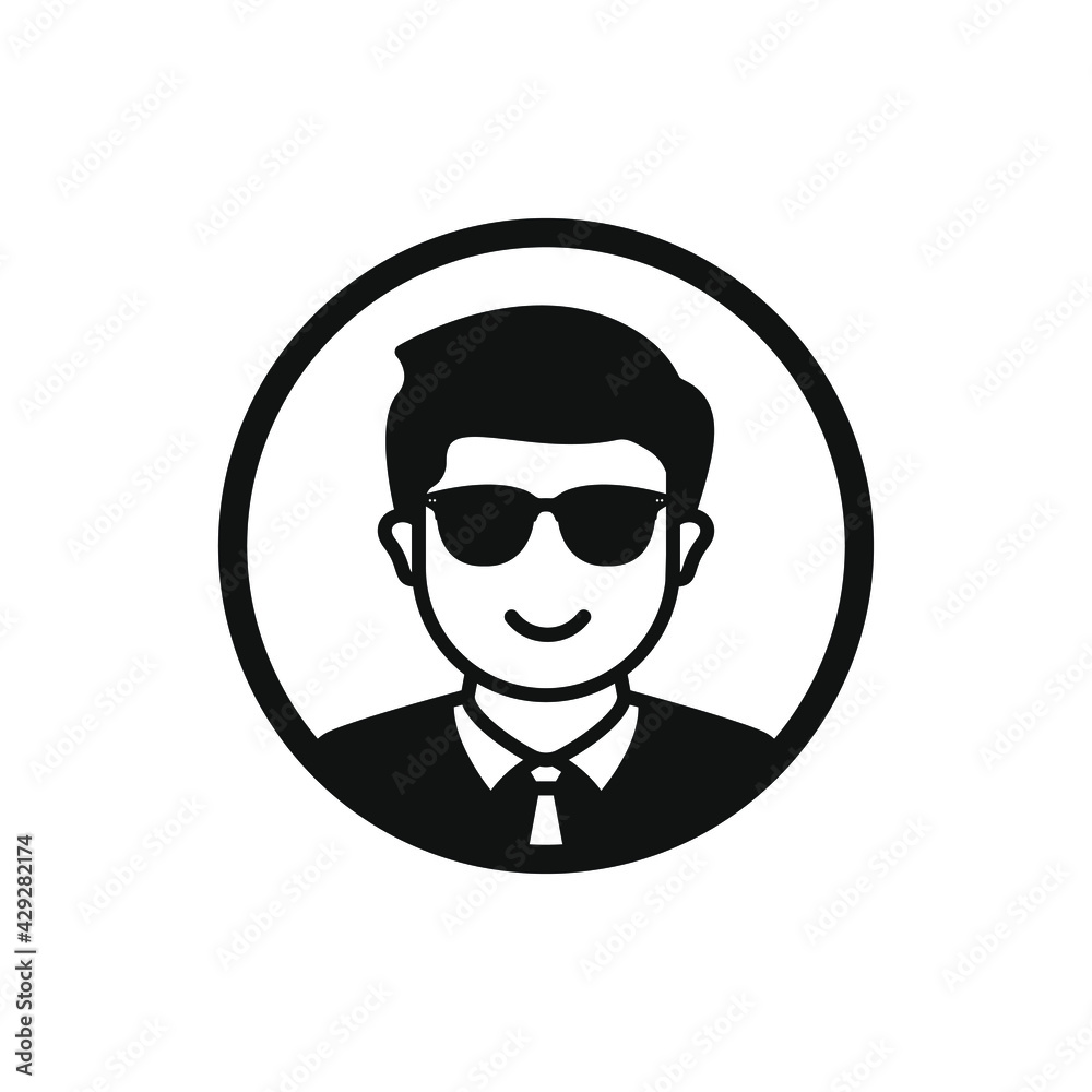 Man wearing glasses icon flat style isolated on white background. Vector illustration