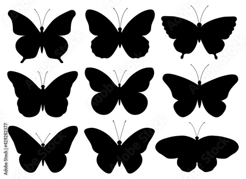 Set butterflies silhouettes vector illustration 