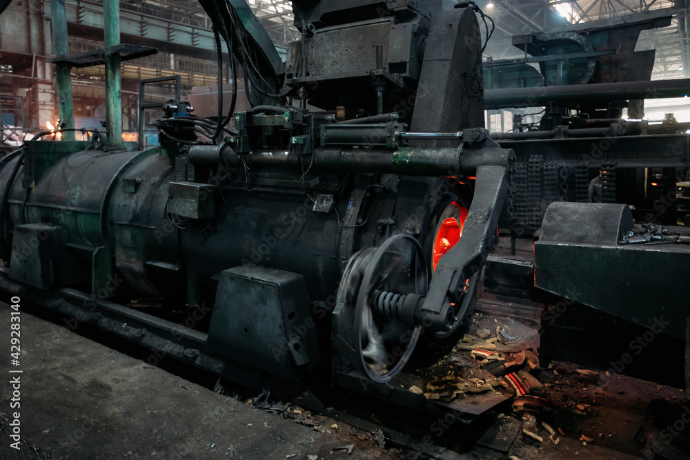 Iron pipe centrifugal pipe casting machine at the foundry Iron pipe centrifugal pipe casting machine at the foundry