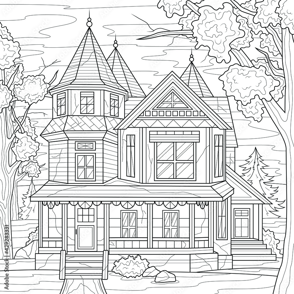 Big House.coloring Book Antistress For Children And Adults
