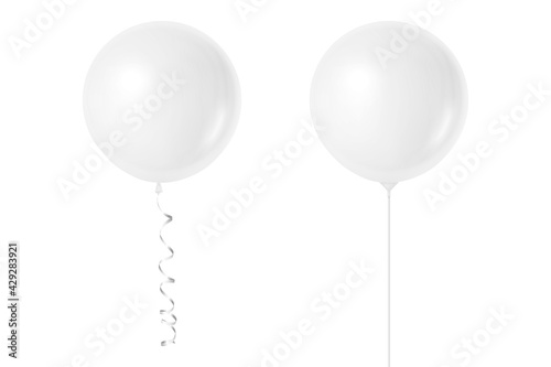 Vector 3d Realistic White Balloon Set Isolated on White Background. Party, Celebration, Festival, Birthday Concept. Design Template for Branding Design, Decoration, Mockup. Front View