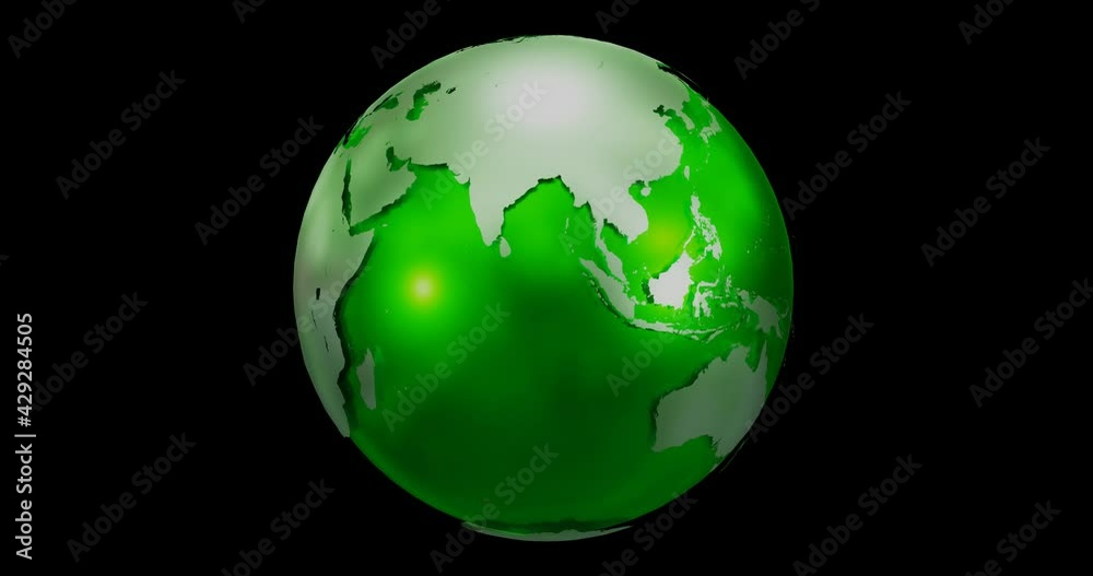 Green 3D CG earth rotating, loopable