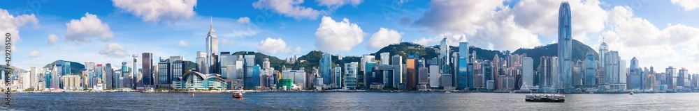Hong Kong cityscape, extra wide panoramic skyline Hong Kong cityscape, extra wide panoramic skyline
