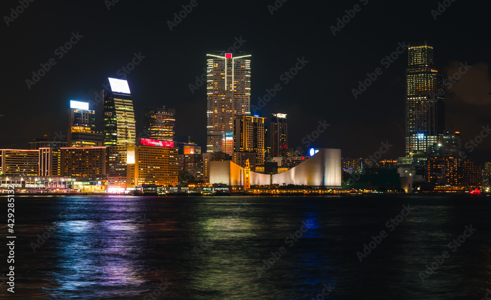 Obraz premium Hong Kong skyline at night, Central District