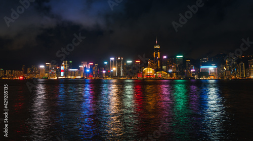 Hong Kong skyline, night view of the Central District