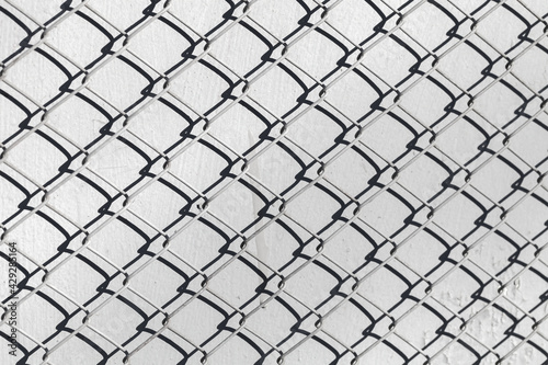 Fence cage Rabitz covered old gray wall