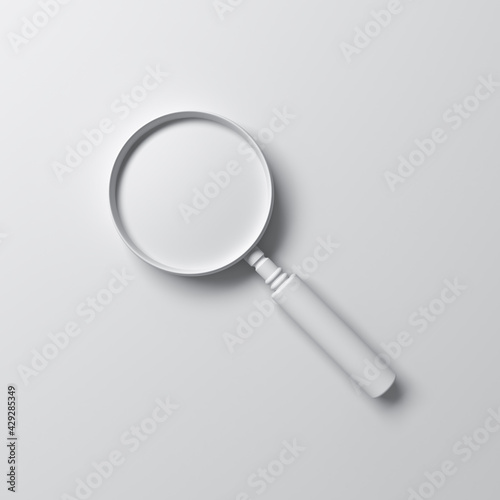 Valokuva Abstract magnifying glass isolated on white background with shadow minimal conce