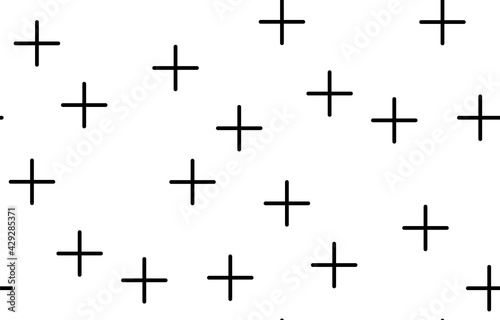 Crosses - pluses diagonally distributed simple minimalist decorative geometrical vector pattern