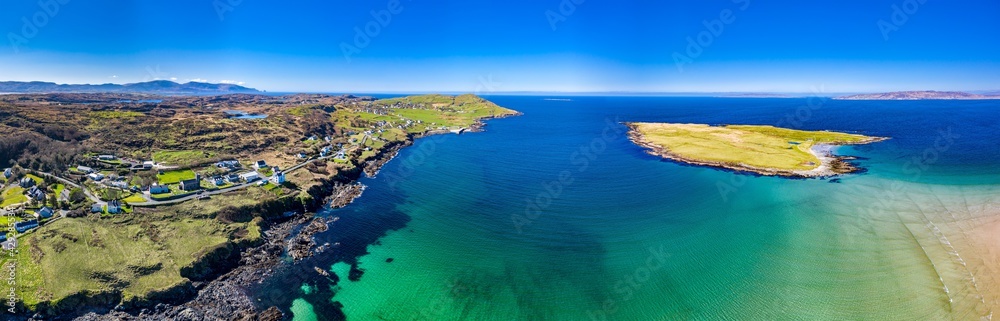 Aerial view of Dunmore Head by Portnoo in County Donegal, Ireland.