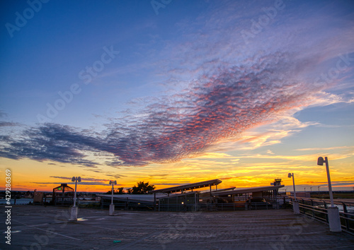 Sunset on the uppermost parking deck of parking lot P1 at Nuremberg Airport photo