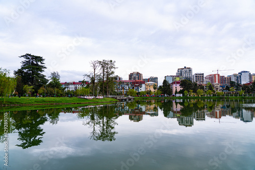 Batumi, Georgia - April 21, 2021: Nurigel Lake in Central Park