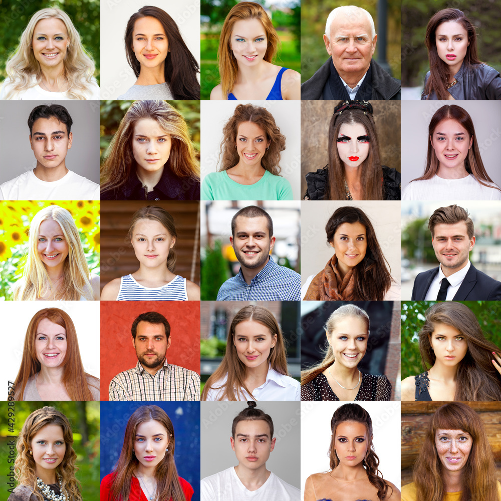 Collage of happy people of different ages and nationalities Collage of happy people of different ages and nationalities