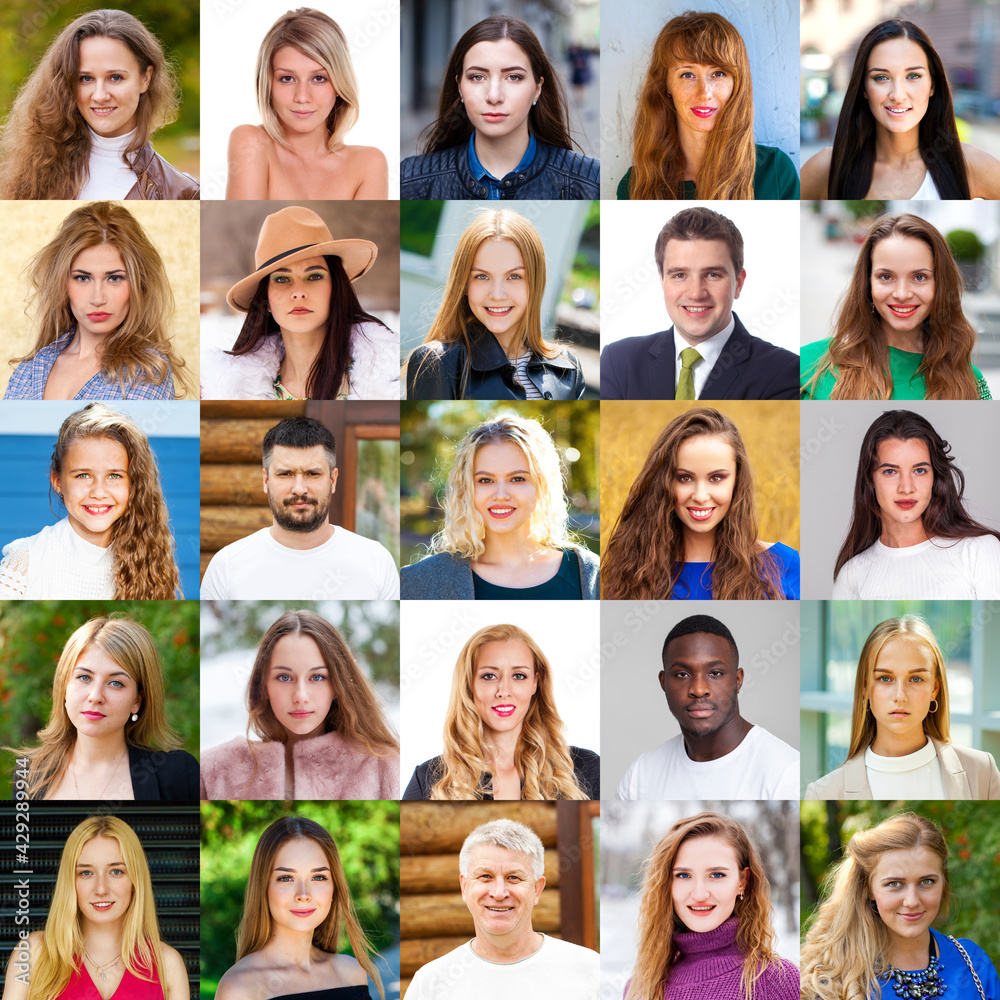 Collage of happy people of different ages and nationalities Collage of happy people of different ages and nationalities