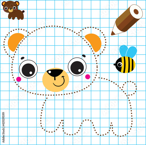 Preschool coloring page - drawing baby bear