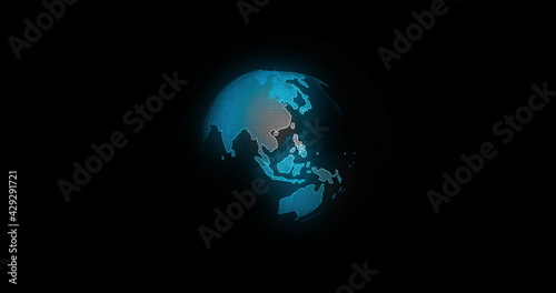 Global Communication Concept, The Earth Rotating With Node The Blue Marble. Earth Rotating Animation Social Future Technology Abstract. And Line connection. Futuristic And Technology Concepts.
