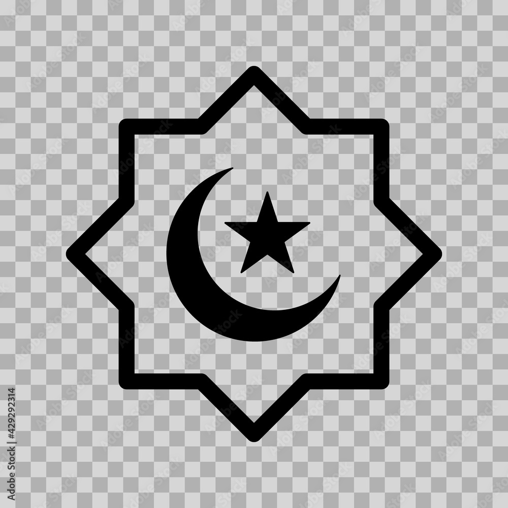 illustration of a star moon flanked by fist stars. symbol of Islam. Islamic icons can be used for the month of Ramadan, Eid and Eid Al-Adha. for logo, website and poster designs. vector