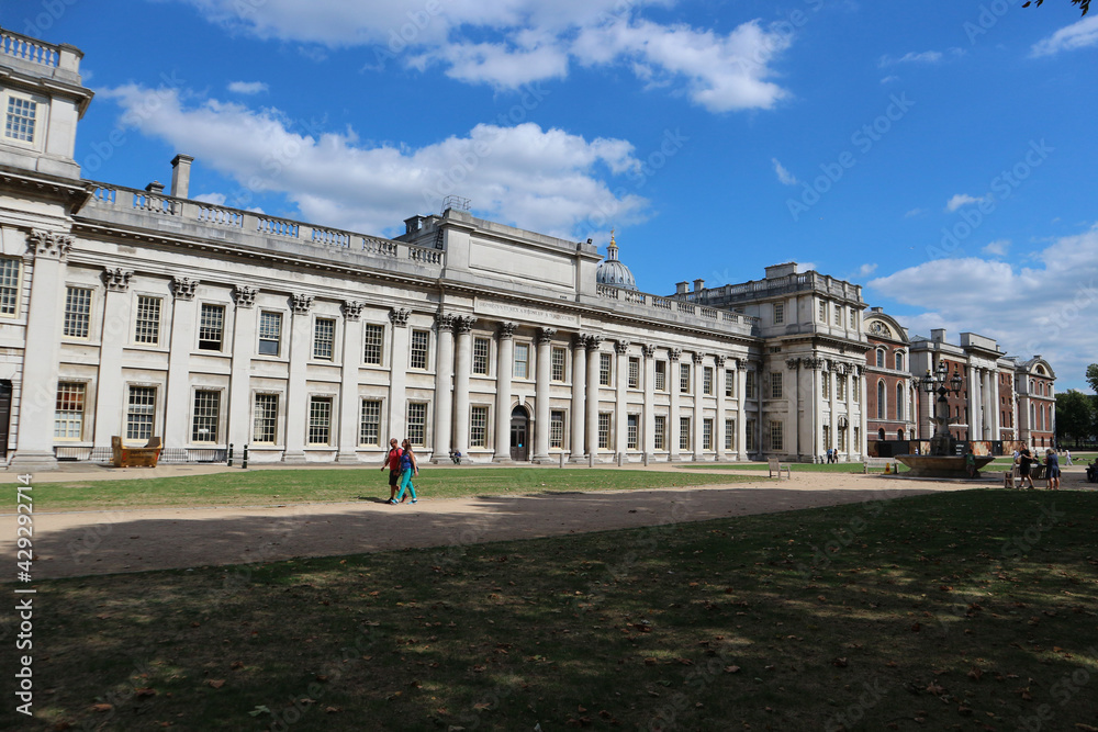 Wonderful Greenwich naval university building, photographed during hot, summer day