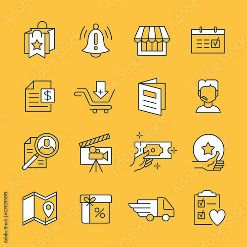 Vector set of isolated icons for highlights and categories