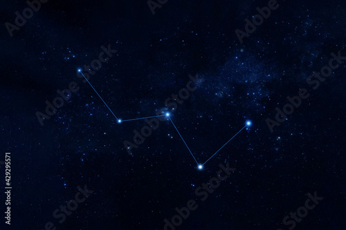 Constellation Cassiopeia. Against a dark background. Elements of this image were furnished by NASA. photo