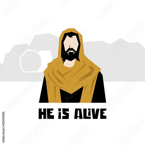 Biblical illustration. Christian art. He is alive.