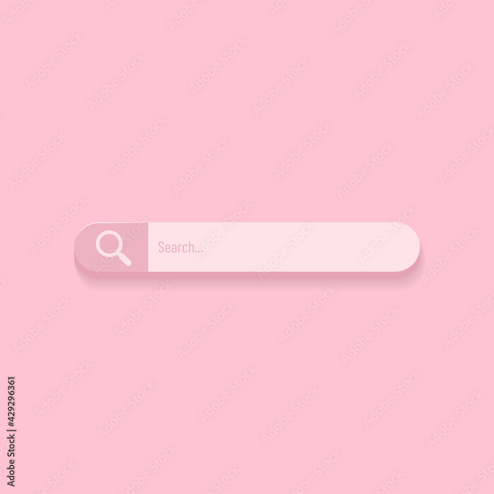Search 3d box bar on pink pastel color background. Vector advertising internet button Search 3d box bar on pink pastel color background. Vector advertising internet button