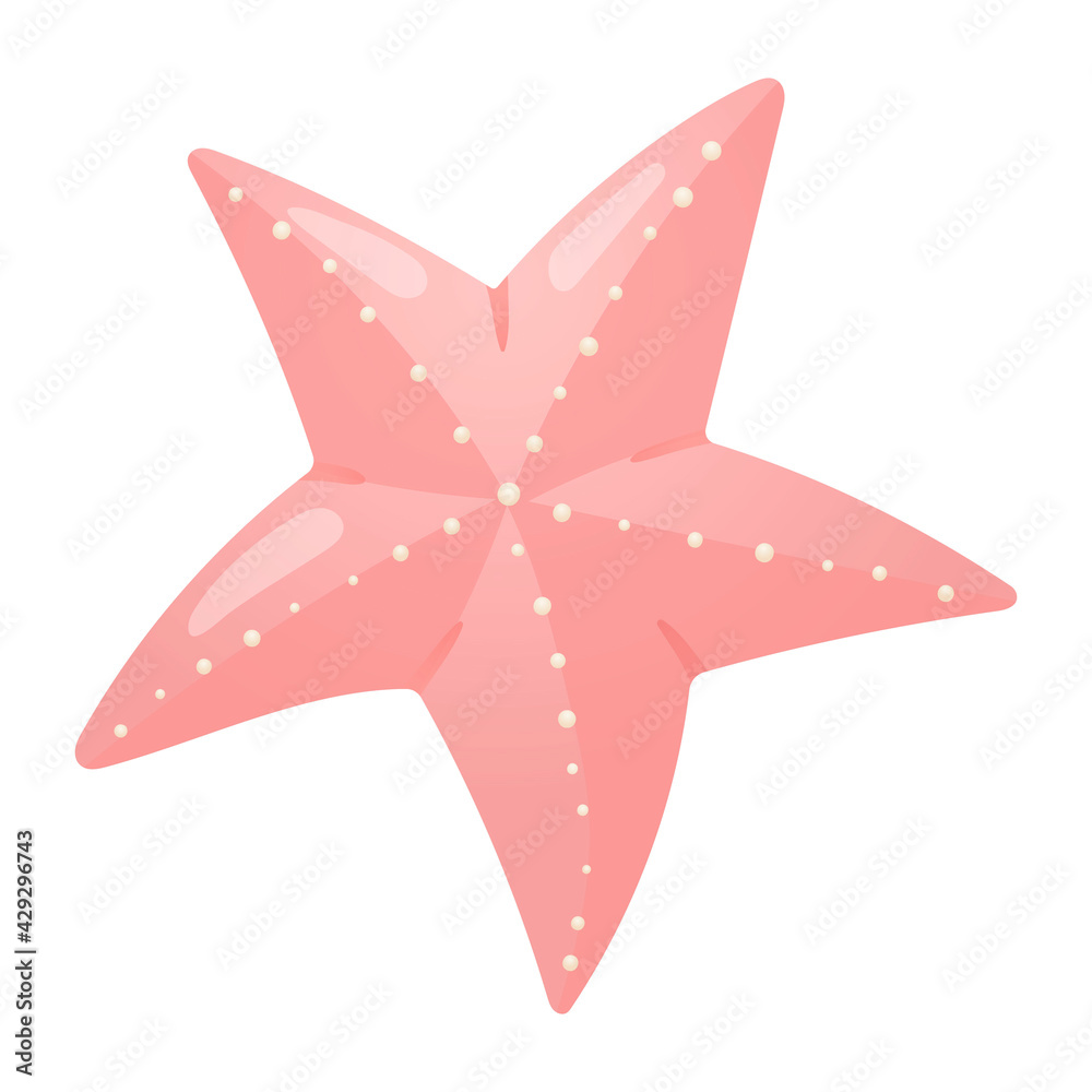 Isolated vector image on white background. Realistic starfish with speckles. Design element. Isolated vector image on white background. Realistic starfish with speckles. Design element.